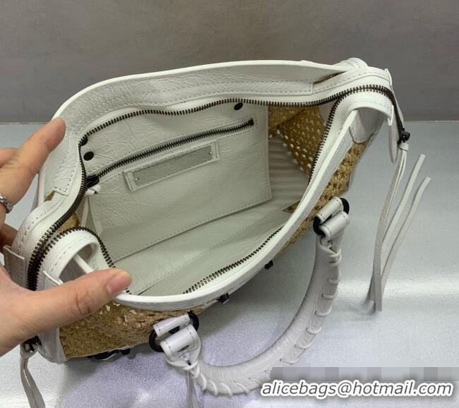 Good Quality Balenciaga Weave Le City Small Bag 084669 Beige/White 2026