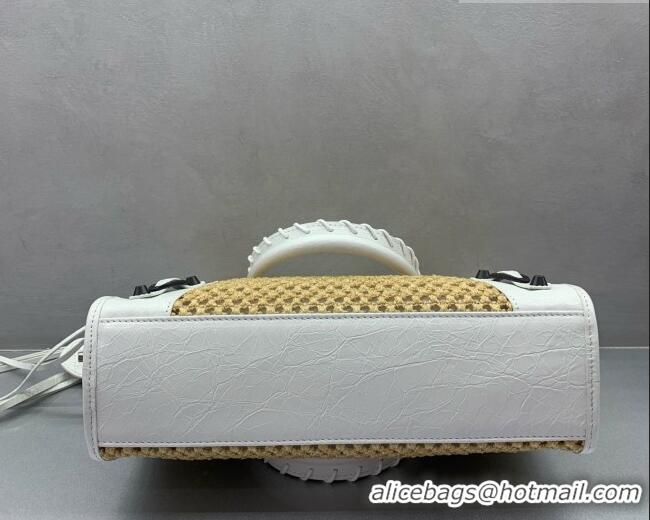 Good Quality Balenciaga Weave Le City Small Bag 084669 Beige/White 2026