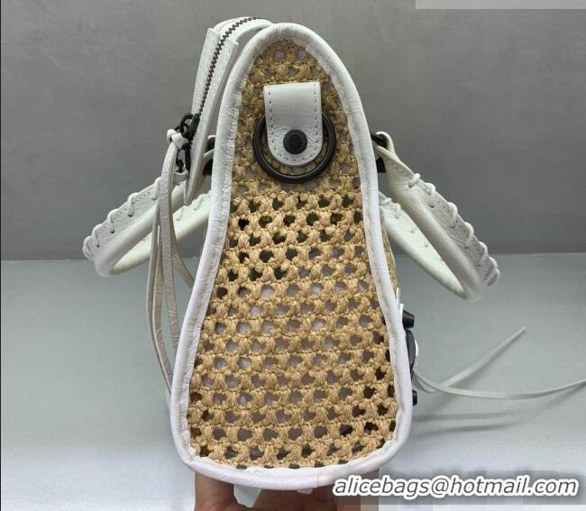 Good Quality Balenciaga Weave Le City Small Bag 084669 Beige/White 2026