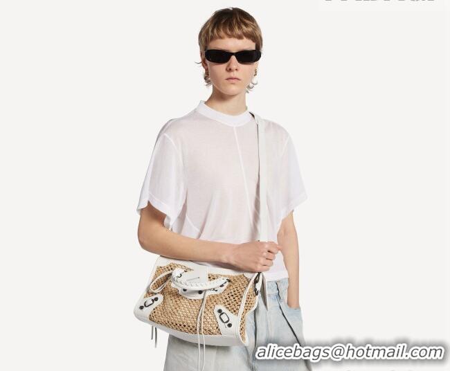 Good Quality Balenciaga Weave Le City Small Bag 084669 Beige/White 2026