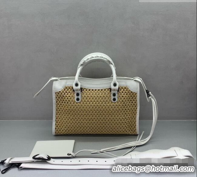 Good Quality Balenciaga Weave Le City Small Bag 084669 Beige/White 2026