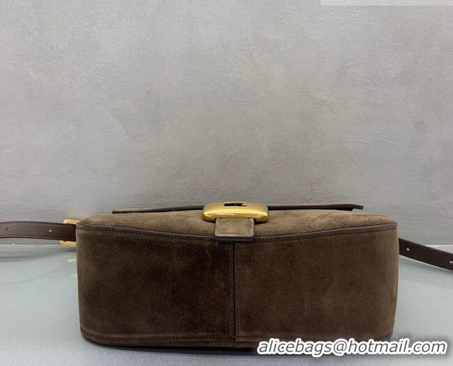 Pretty Style Balenciaga Womens Clicca Shoulder Bag Medium in Suede 8633 Brown 2026