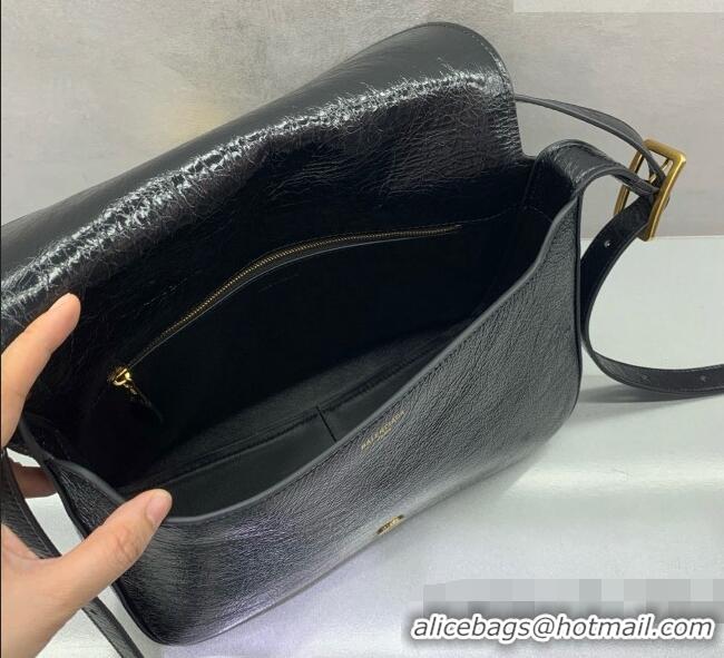 Best Quality Balenciaga Womens Clicca Shoulder Bag Medium in Arena Lambskin 8633 Black 2026