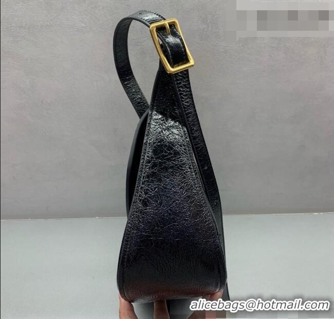 Best Quality Balenciaga Womens Clicca Shoulder Bag Medium in Arena Lambskin 8633 Black 2026