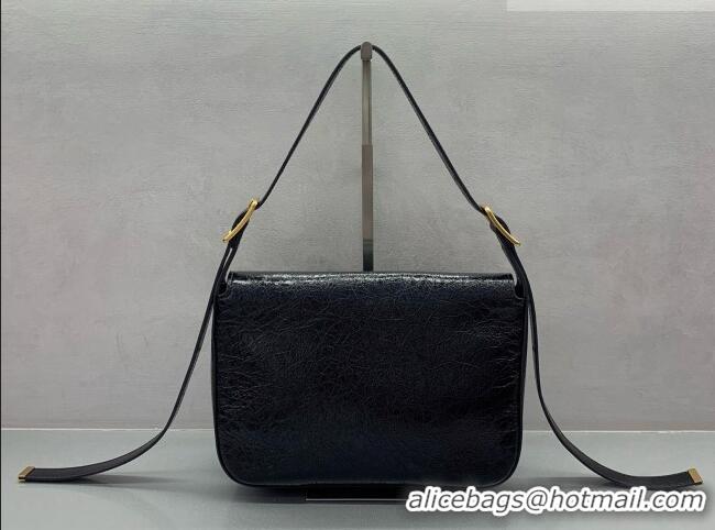 Best Quality Balenciaga Womens Clicca Shoulder Bag Medium in Arena Lambskin 8633 Black 2026