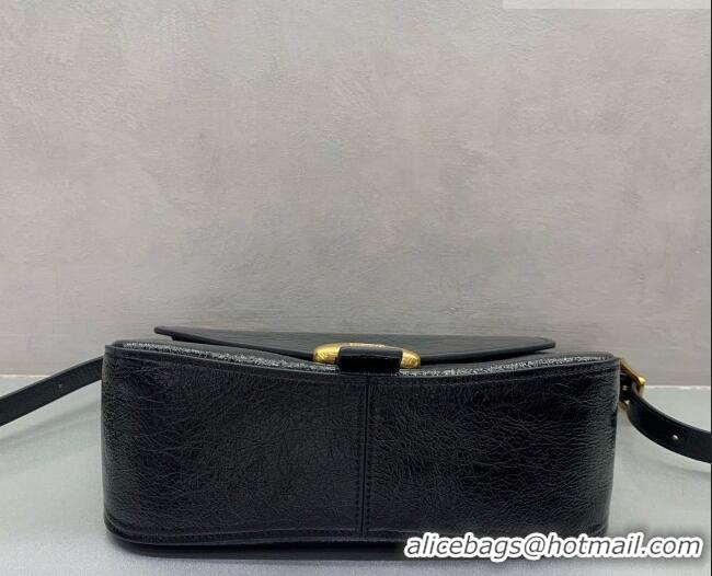 Best Quality Balenciaga Womens Clicca Shoulder Bag Medium in Arena Lambskin 8633 Black 2026