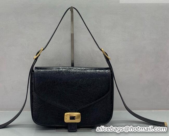 Best Quality Balenciaga Womens Clicca Shoulder Bag Medium in Arena Lambskin 8633 Black 2026