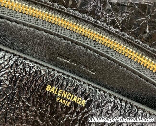 Best Quality Balenciaga Womens Clicca Shoulder Bag Medium in Arena Lambskin 8633 Black 2026