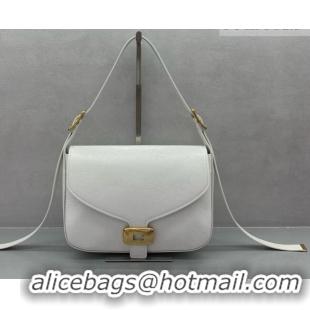Famous Brand Balenciaga Womens Clicca Shoulder Bag Medium in Arena Lambskin 8633 White 2026