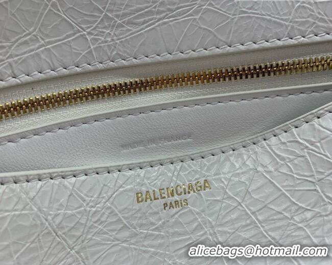 Famous Brand Balenciaga Womens Clicca Shoulder Bag Medium in Arena Lambskin 8633 White 2026