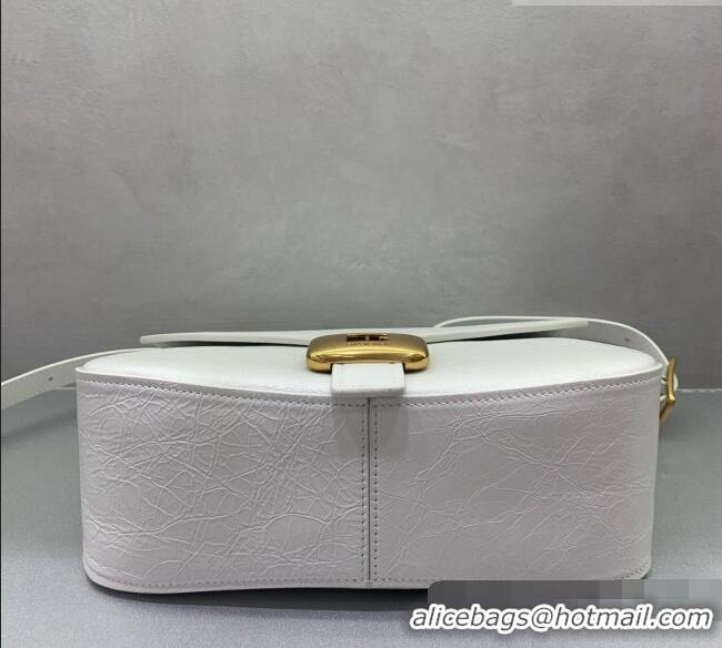 Famous Brand Balenciaga Womens Clicca Shoulder Bag Medium in Arena Lambskin 8633 White 2026