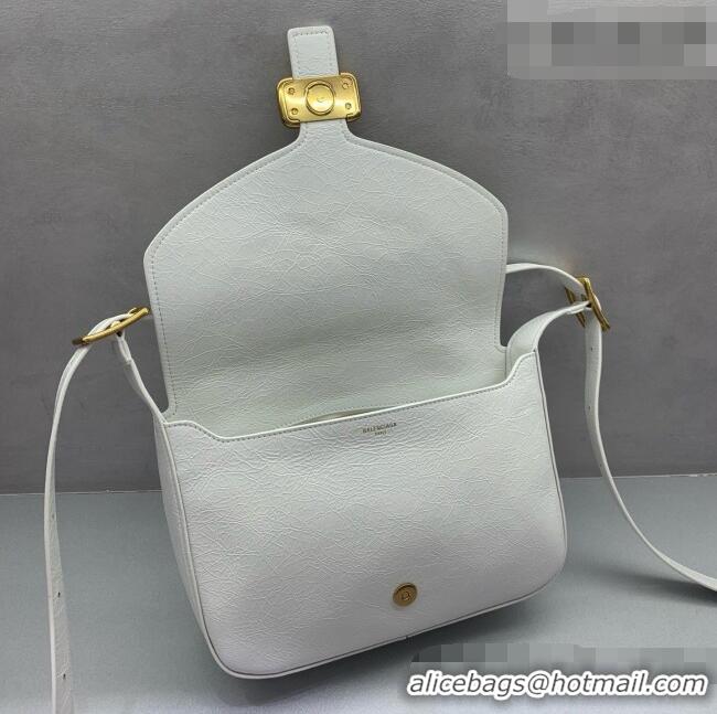 Famous Brand Balenciaga Womens Clicca Shoulder Bag Medium in Arena Lambskin 8633 White 2026