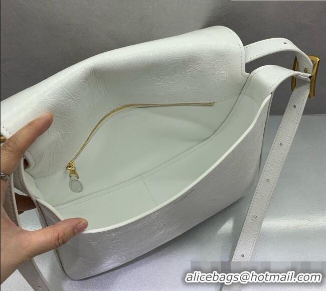 Famous Brand Balenciaga Womens Clicca Shoulder Bag Medium in Arena Lambskin 8633 White 2026