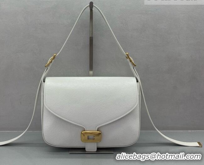 Famous Brand Balenciaga Womens Clicca Shoulder Bag Medium in Arena Lambskin 8633 White 2026