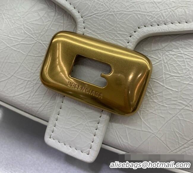 Famous Brand Balenciaga Womens Clicca Shoulder Bag Medium in Arena Lambskin 8633 White 2026