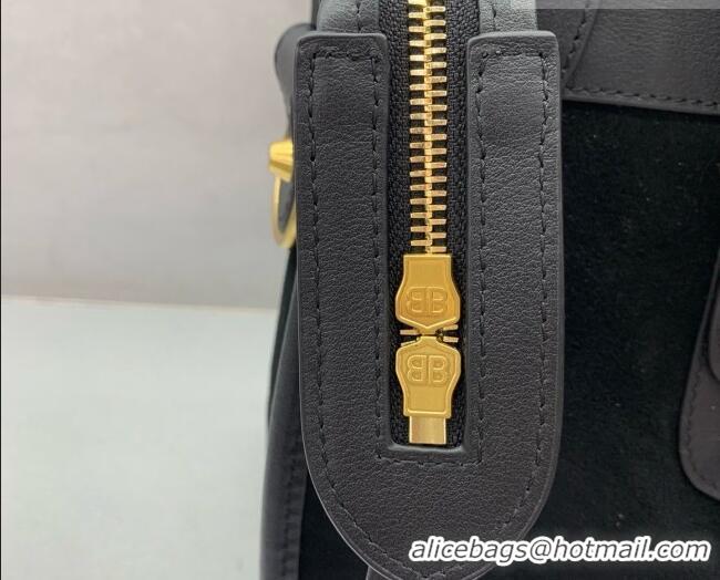 Traditional Discount Balenciaga Le City Bag Medium in Suede 084021 Black 2026