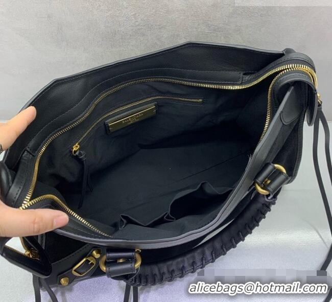 Traditional Discount Balenciaga Le City Bag Medium in Suede 084021 Black 2026