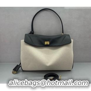 New Fashion Balenciaga Rodeo Medium Handbag in Leather/Canvas 78972 Black/Gold 2026