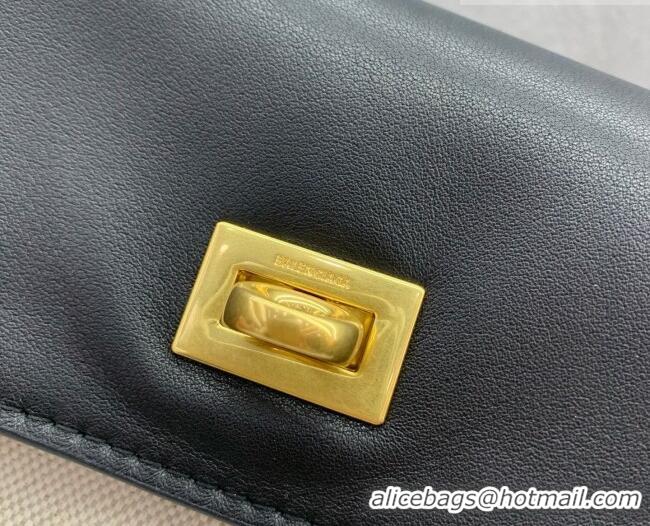 New Fashion Balenciaga Rodeo Medium Handbag in Leather/Canvas 78972 Black/Gold 2026
