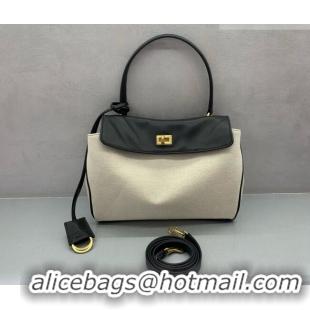 Buy Fashionable Balenciaga Rodeo Small Handbag in Leather & Canvas 78972 Black/Gold 2026