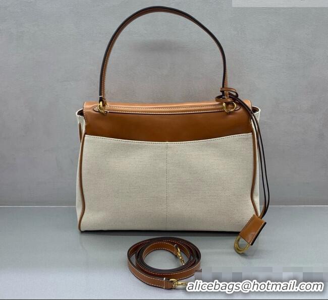 Shop Grade Balenciaga Rodeo Medium Handbag in Leather/Canvas 78972 Brown/Gold 2026