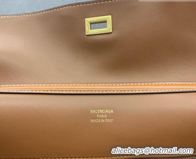 Shop Grade Balenciaga Rodeo Medium Handbag in Leather/Canvas 78972 Brown/Gold 2026