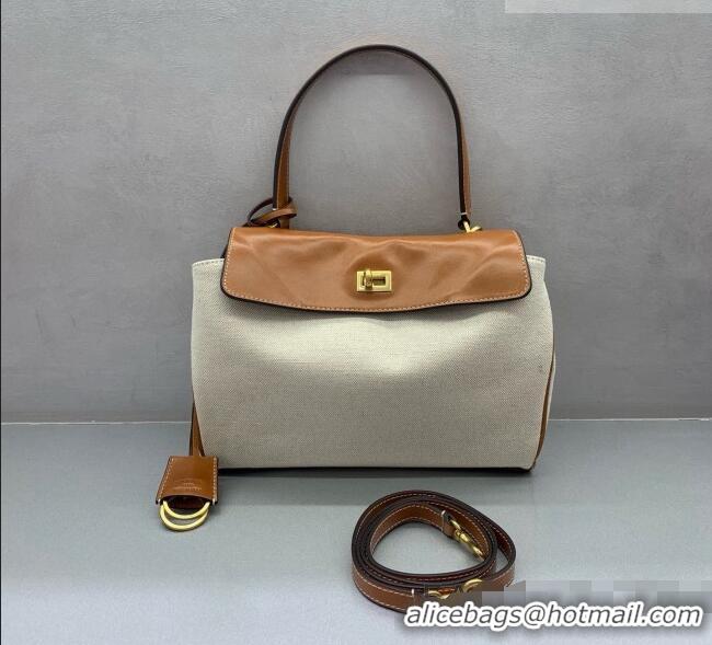 Good Taste Balenciaga Rodeo Small Handbag in Leather/Canvas 78972 Brown/Gold 2026