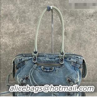 Top Design Balenciaga Le City Bag East West in Denim 0827 Blue 2026