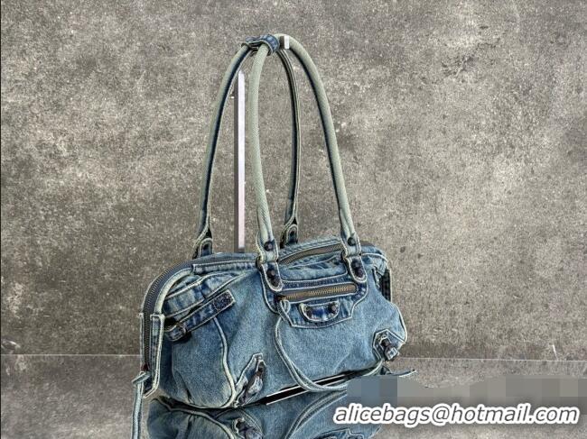 Top Design Balenciaga Le City Bag East West in Denim 0827 Blue 2026