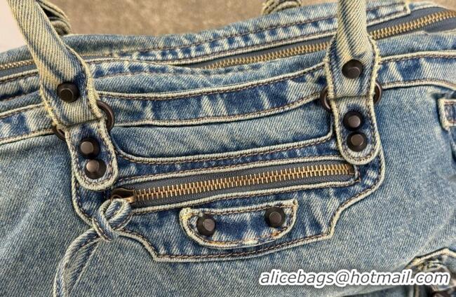 Top Design Balenciaga Le City Bag East West in Denim 0827 Blue 2026