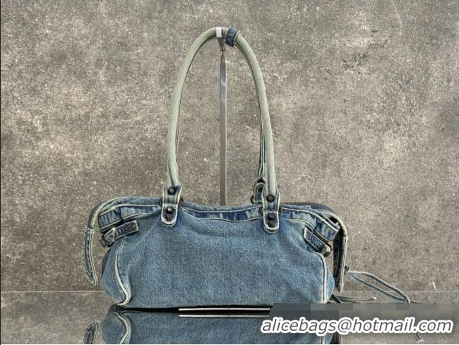 Top Design Balenciaga Le City Bag East West in Denim 0827 Blue 2026