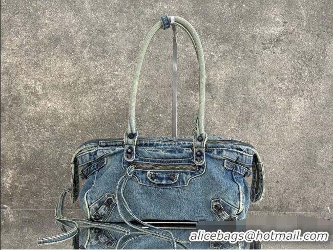 Top Design Balenciaga Le City Bag East West in Denim 0827 Blue 2026