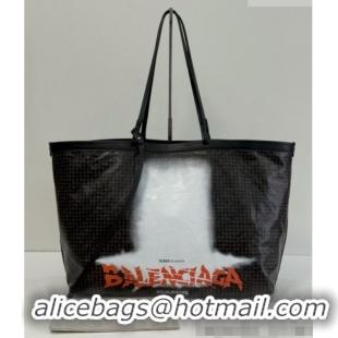 Market Sells Balenciaga Large Select Tote Bag in Coated Canvas with Orange The Door Artwork 90817 Black 2026