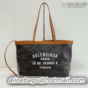 New Fashion Balenciaga Medium Select Tote Bag in Black Coated Canvas with white Balenciaga artwork printed 90819 2026