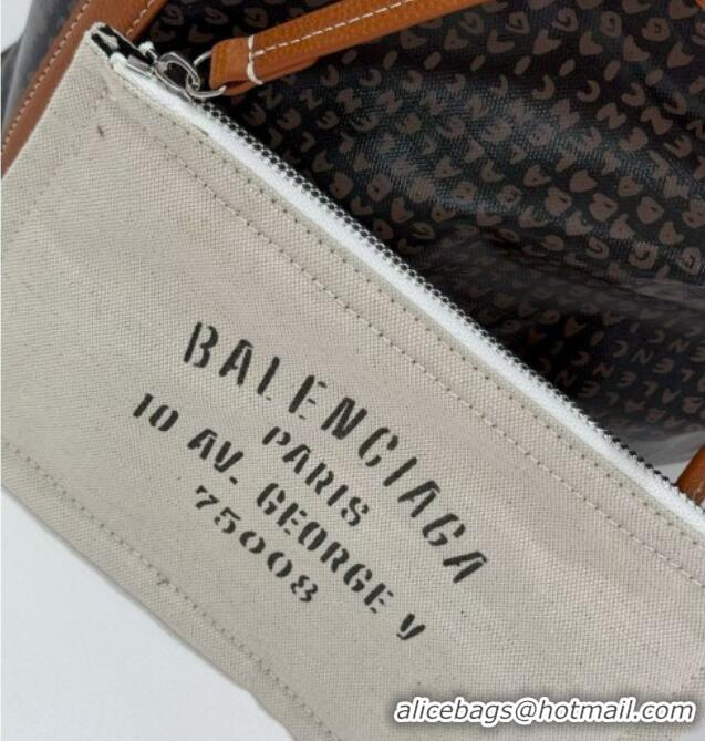 New Fashion Balenciaga Medium Select Tote Bag in Black Coated Canvas with white Balenciaga artwork printed 90819 2026