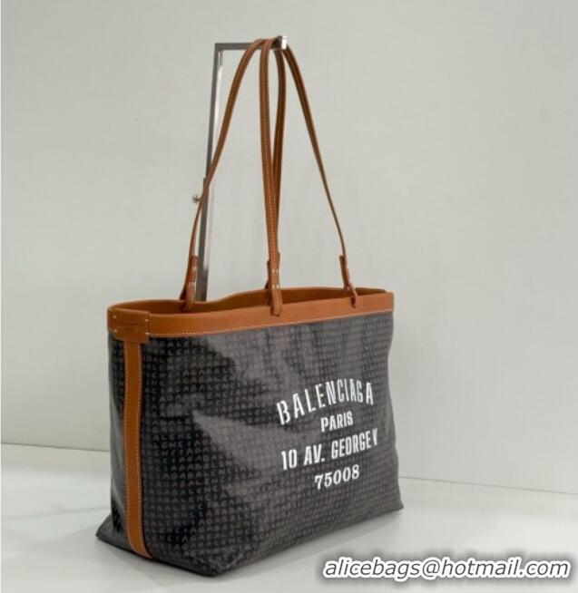 New Fashion Balenciaga Medium Select Tote Bag in Black Coated Canvas with white Balenciaga artwork printed 90819 2026