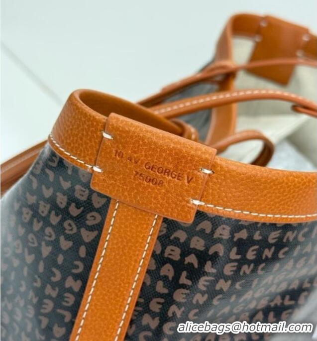 New Fashion Balenciaga Medium Select Tote Bag in Black Coated Canvas with white Balenciaga artwork printed 90819 2026