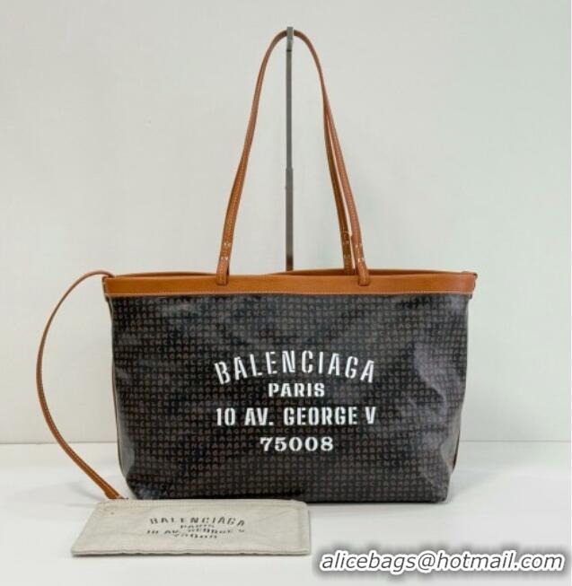 New Fashion Balenciaga Medium Select Tote Bag in Black Coated Canvas with white Balenciaga artwork printed 90819 2026