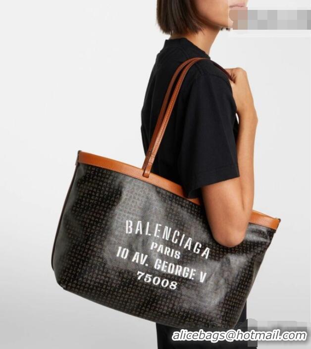 New Fashion Balenciaga Medium Select Tote Bag in Black Coated Canvas with white Balenciaga artwork printed 90819 2026