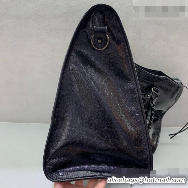 Buy Fashionable Balenciaga Maxi Large Le City Tote Bag in Arena Lambskin 08439 Black 2026