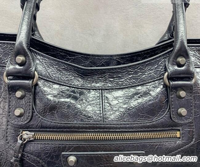Buy Fashionable Balenciaga Maxi Large Le City Tote Bag in Arena Lambskin 08439 Black 2026