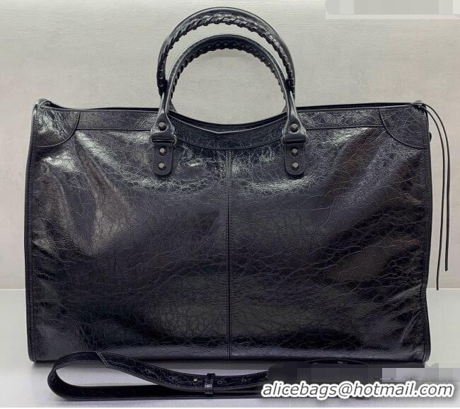 Buy Fashionable Balenciaga Maxi Large Le City Tote Bag in Arena Lambskin 08439 Black 2026