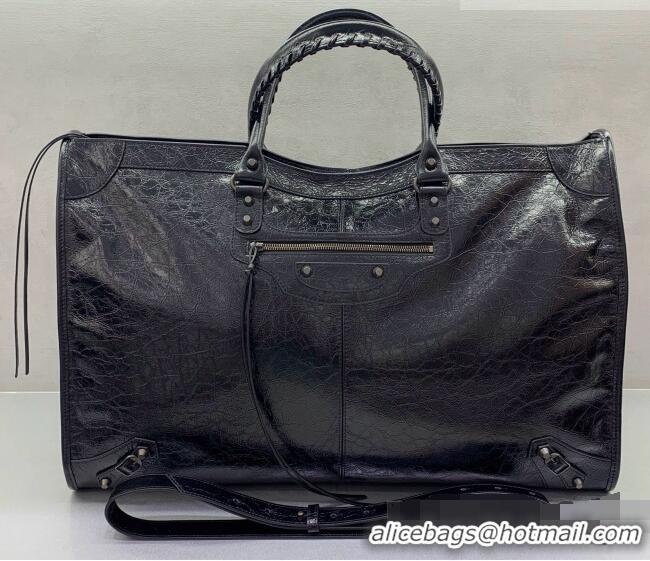 Buy Fashionable Balenciaga Maxi Large Le City Tote Bag in Arena Lambskin 08439 Black 2026