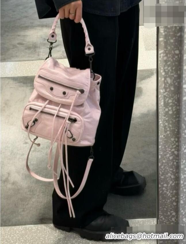 Top Grade Balenciaga Mini Le City Backpack in Arena lambskin 90821 Pink 2026