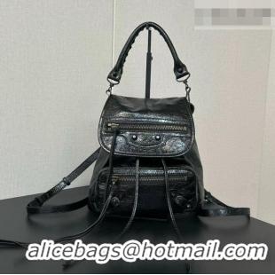 Best Price Balenciaga Mini Le City Backpack in Arena lambskin 90821 Black 2026