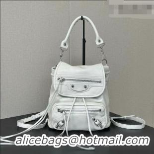 Buy New Cheap Balenciaga Mini Le City Backpack in Arena lambskin 90821 White 2026