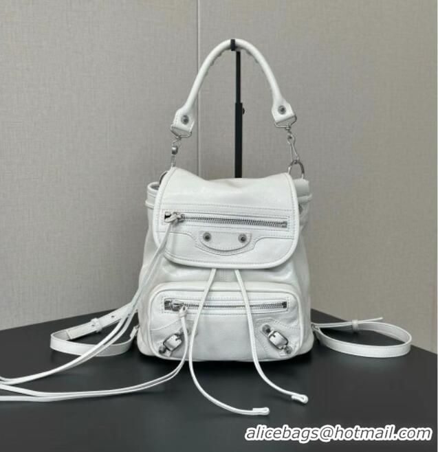 Buy New Cheap Balenciaga Mini Le City Backpack in Arena lambskin 90821 White 2026