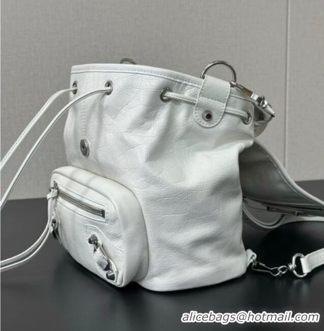 Buy New Cheap Balenciaga Mini Le City Backpack in Arena lambskin 90821 White 2026
