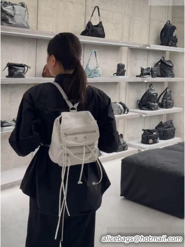 Buy New Cheap Balenciaga Mini Le City Backpack in Arena lambskin 90821 White 2026
