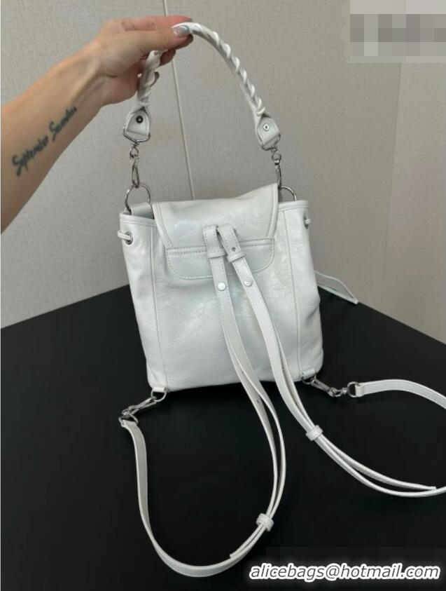 Buy New Cheap Balenciaga Mini Le City Backpack in Arena lambskin 90821 White 2026